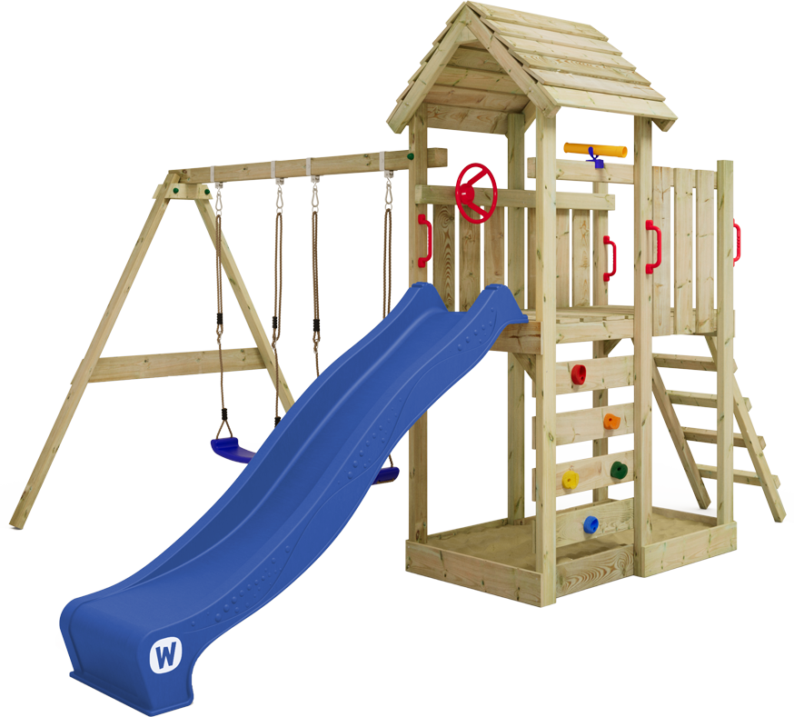 Parque Infantil Wickey MultiFlyer com Telhado de Madeira